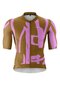 Men's Short-sleeved cycling jersey with full zip Short Sleeve Road Jersey Print M brown violett baked pretzel/wisteria bl